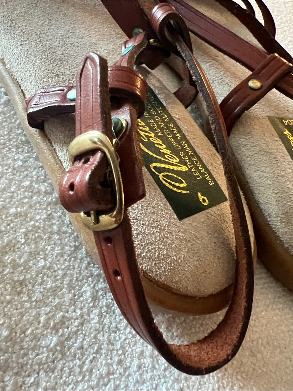 Women's Vintage Italian Strappy Leather Sandals - Brown - Picture 7 of 7